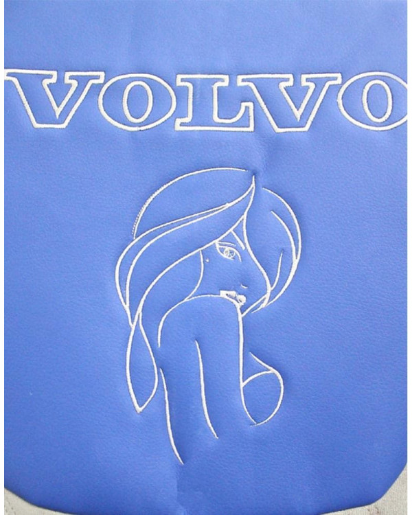 Чехлы на VOLVO FH VS Синяя э/к вышивка
