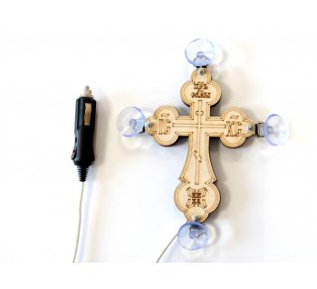 Крест черный православный светодиодный 10x15см -foto3