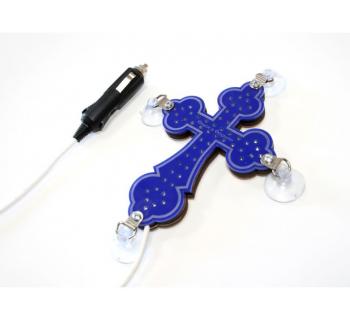 Крест синий православный светодиодный 10x15см-foto4