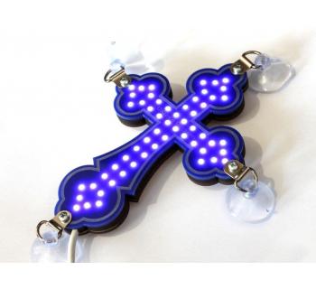 Крест синий православный светодиодный 10x15см-foto3