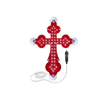 Крест православный красный светодиодный 10x15см