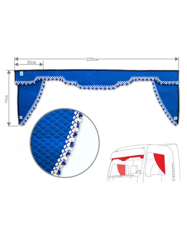 Ламбрекен лобового окна и уголки экокожа синий