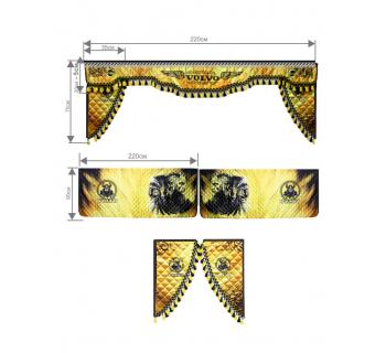 Комплект штор лобового окна и ламбрикен с уголками VOLVO (принт) -foto2