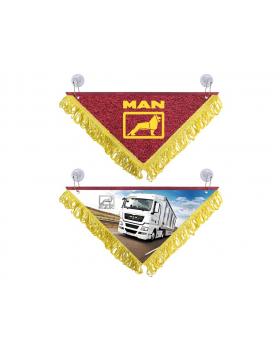 Вымпел треугольный MAN (29х20 см, желтая бахрома)