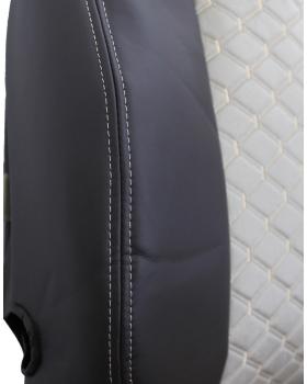 Чехлы VOLVO FH16 Rest Велюр Экокожа вышивка Черный/Бежевый-foto5