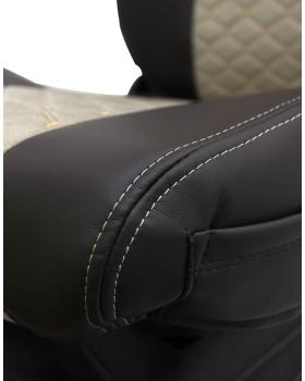 Чехлы VOLVO FH16 Rest Велюр Экокожа вышивка Черный/Бежевый-foto3