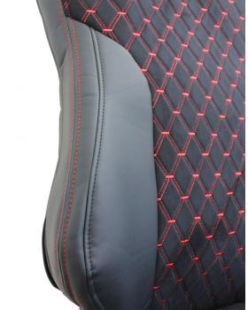 Чехлы SITRAK Rest Экокожа Велюр вышивка Черный -foto2