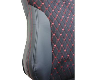 Чехлы SITRAK Rest Экокожа Велюр вышивка Черный -foto2
