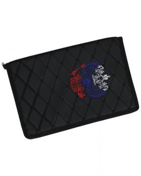 Папка для документов с вышивкой Герб России Триколор Черный