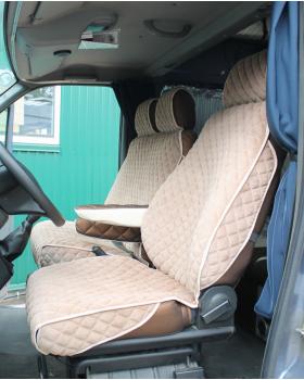 Накидка на сиденье для Газель Next Бежевый Вельвет (Водительская + пассажирский диванчик) -foto4
