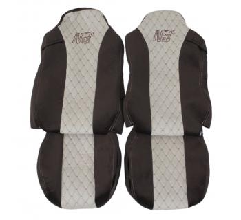 Чехлы в грузовик камаз К-5490 NEO Кабрио Коричневый/Бежевый вышивка -foto3