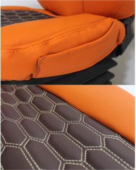 Чехлы DAF105 Экокожа Оранжевый/Коричневый Соты-foto4