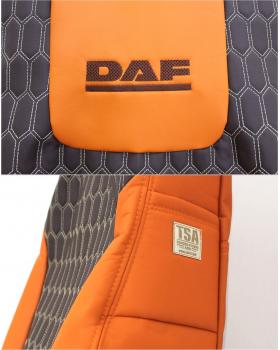 Чехлы DAF105 Экокожа Оранжевый/Коричневый Соты-foto3