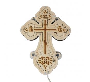 Крест православный светодиодный 23х32см дерево кант-foto2