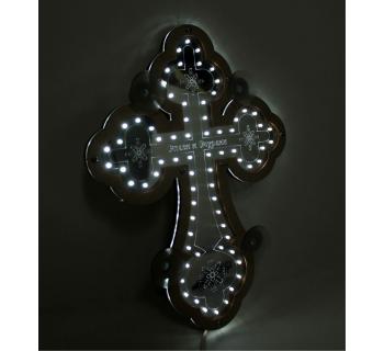 Крест православный светодиодный 23х32см дерево кант-foto4