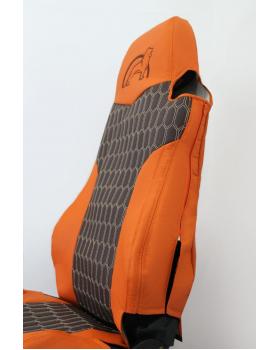 Чехлы MAN TGX2018 Экокожа Оранжевый/Коричневый Соты-foto3