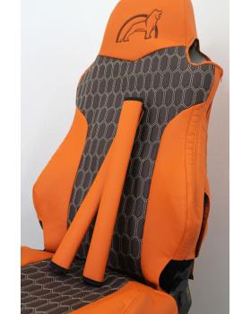 Чехлы MAN TGX2018 Экокожа Оранжевый/Коричневый Соты-foto6