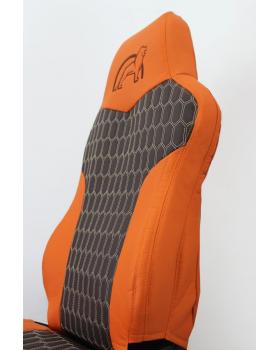 Чехлы MAN TGX2018 Экокожа Оранжевый/Коричневый Соты-foto5