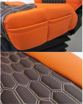 Чехлы RENAULT Экокожа Оранжевый/Коричневый Соты-foto5