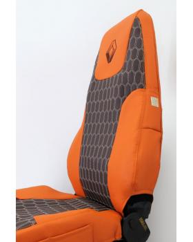 Чехлы RENAULT Экокожа Оранжевый/Коричневый Соты-foto2