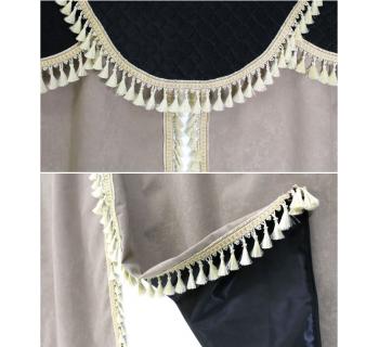 Шторы спального места с ламбрекеном Бежевый/Черный-foto2