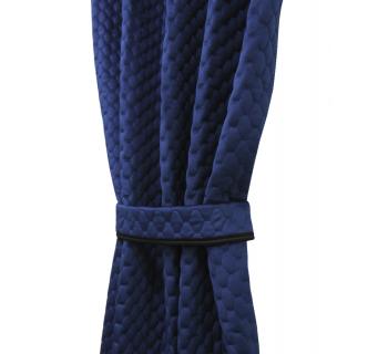 Комплект штор велюр соты/ экокожа синий-foto3