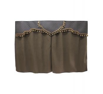 Комплект штор велюр соты/ экокожа коричневый-foto2