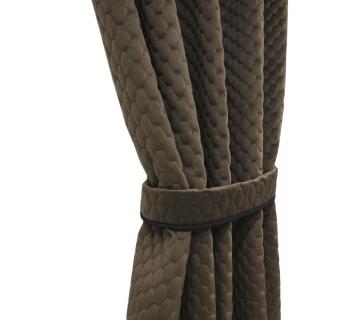 Комплект штор велюр соты/ экокожа коричневый-foto5