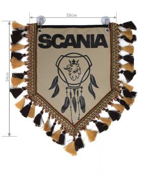 Вымпел из экокожи SCANIA «Ловец снов» Черный/Бежевый темный