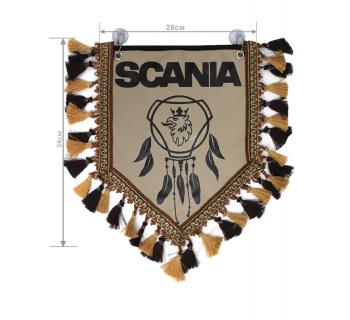 Вымпел из экокожи SCANIA «Ловец снов» Черный/Бежевый темный