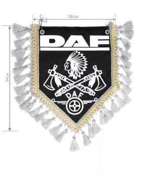 Вымпел из экокожи DAF «Индеец 2 топора » Белый/Черный на лобовое стекло