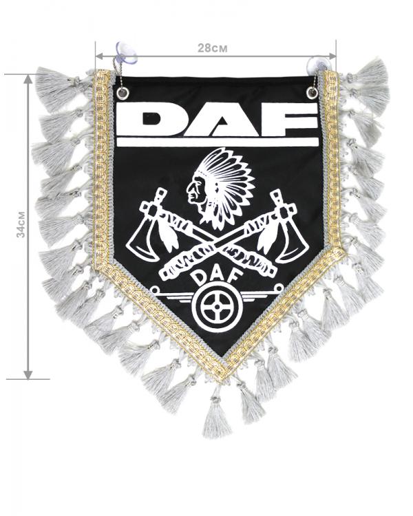 Вымпел из экокожи DAF «Индеец 2 топора » Белый/Черный