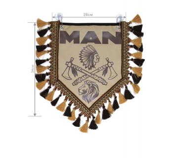 Вымпел из экокожи MAN «Индеец 2 топора » Коричневый/Бежевый темный