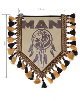 Вымпел из экокожи MAN «Ловец снов » Коричневый/Бежевый темный