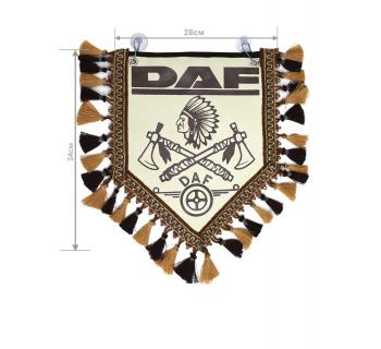 Вымпел из экокожи DAF «Индеец 2 топора » Коричневый/Бежевый