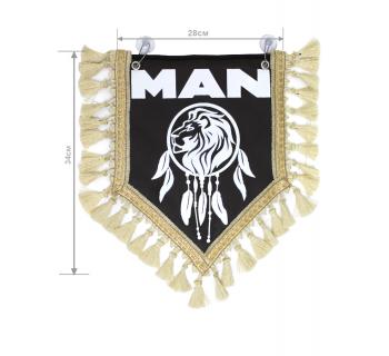 Вымпел из экокожи MAN «Ловец снов» Белый/Коричневый