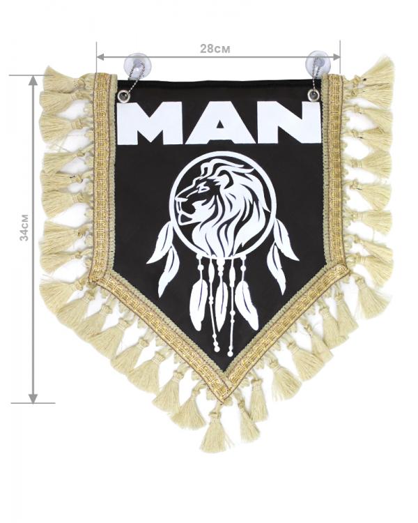 Вымпел из экокожи MAN «Ловец снов» Белый/Коричневый