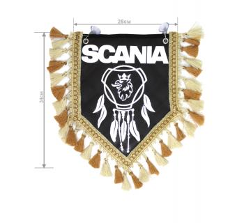 Вымпел из экокожи SCANIA «Ловец снов» Белый/Коричневый