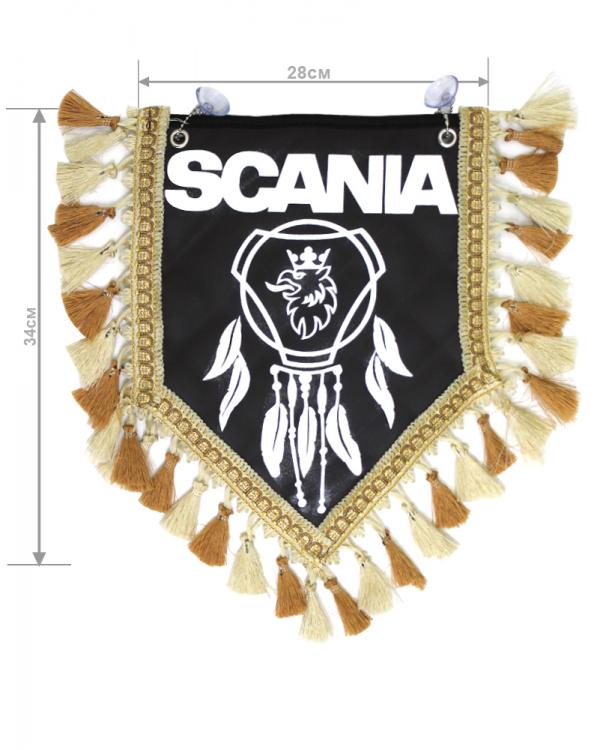 Вымпел из экокожи SCANIA «Ловец снов» Белый/Коричневый