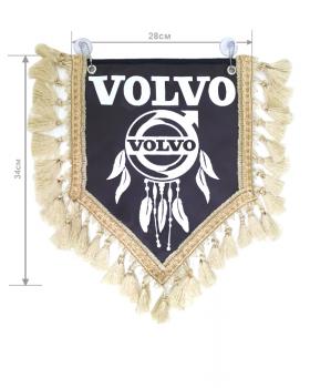 Вымпел из экокожи VOLVO «Ловец снов» Белый/Коричневый