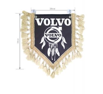 Вымпел из экокожи VOLVO «Ловец снов» Белый/Коричневый