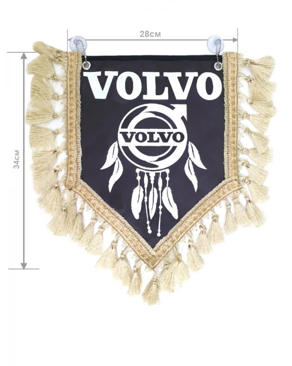 Вымпел из экокожи VOLVO «Ловец снов» Белый/Коричневый