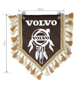 Вымпел из экокожи VOLVO «Ловец снов» Белый/Коричневый