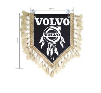 Вымпел из экокожи VOLVO «Ловец снов» Белый/Черный