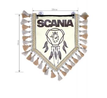 Вымпел из экокожи SCANIA «Ловец снов» Коричневый/Бежевый