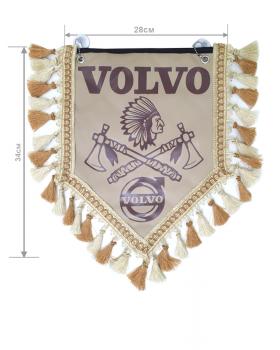 Вымпел из экокожи VOLVO «Индеец 2 топора» Коричневый/Бежевый темный