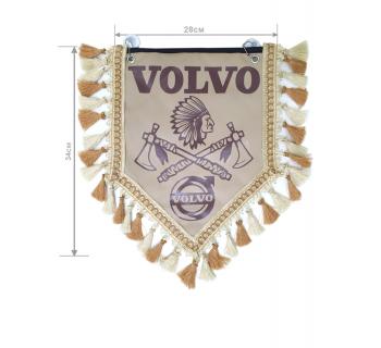 Вымпел из экокожи VOLVO «Индеец 2 топора» Коричневый/Бежевый темный