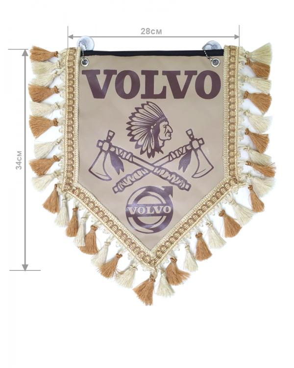 Вымпел из экокожи VOLVO «Индеец 2 топора » Коричневый/Бежевый темный