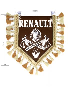 Вымпел из экокожи RENAULT «Индеец 2 топора » Белый/Коричневый