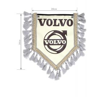 Вымпел из экокожи VOLVO «Символ» Коричневый/Бежевый на стекло